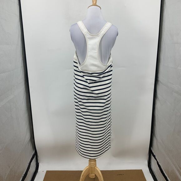 Zara Pinafore Stripe Midi Dress Womens M Medium Adjustable Wide Straps V Neck - Picture 3 of 13